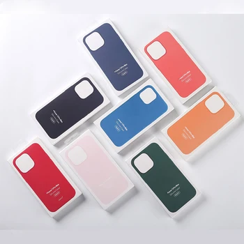 Original Box Luxury Brand Liquid Silicone Custom Logo Magnetic Phone Cases for Apple iPhone case 12 13 Pro Max Mini