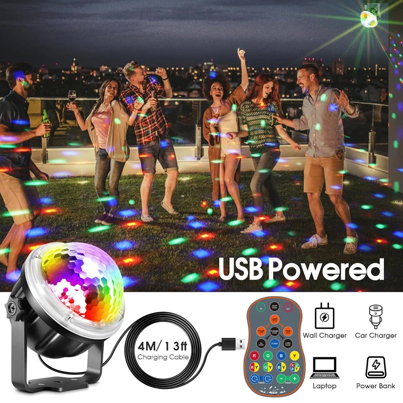 Mini Magic Disco Ball Lamp LED Star Ambient lights Housing Decorations Remote Control Strobe Lighting For Party Wedding Bedroom