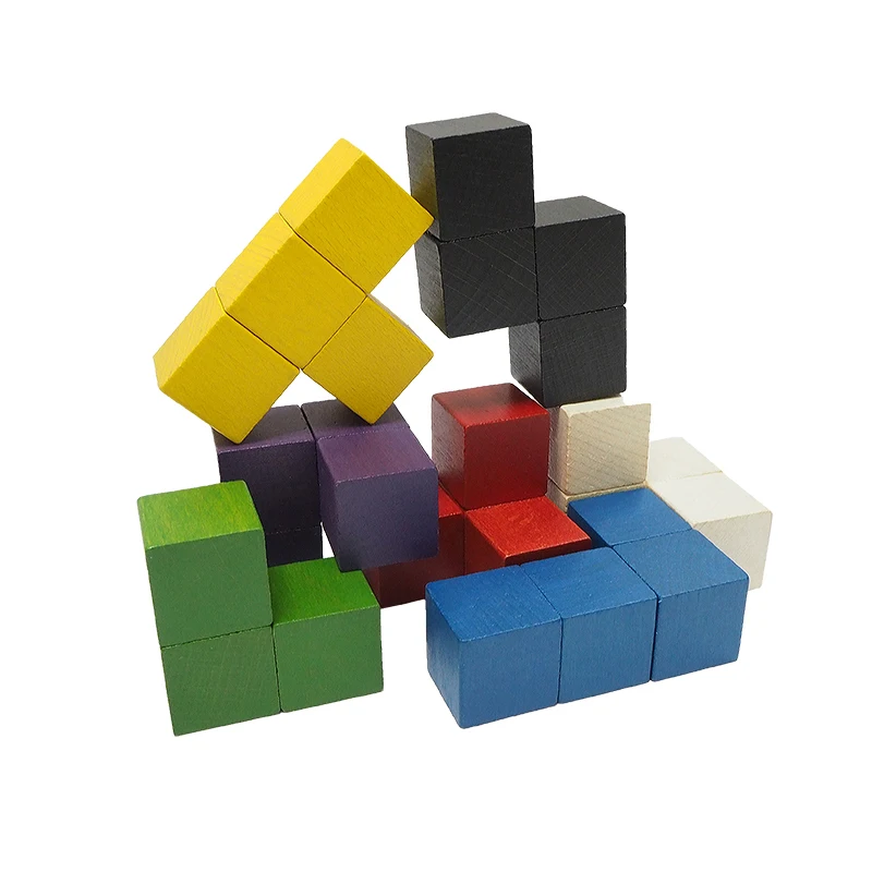 Soma Cube 3 x 3 cm - Multi-Color 3D Wooden Puzzle for Developing