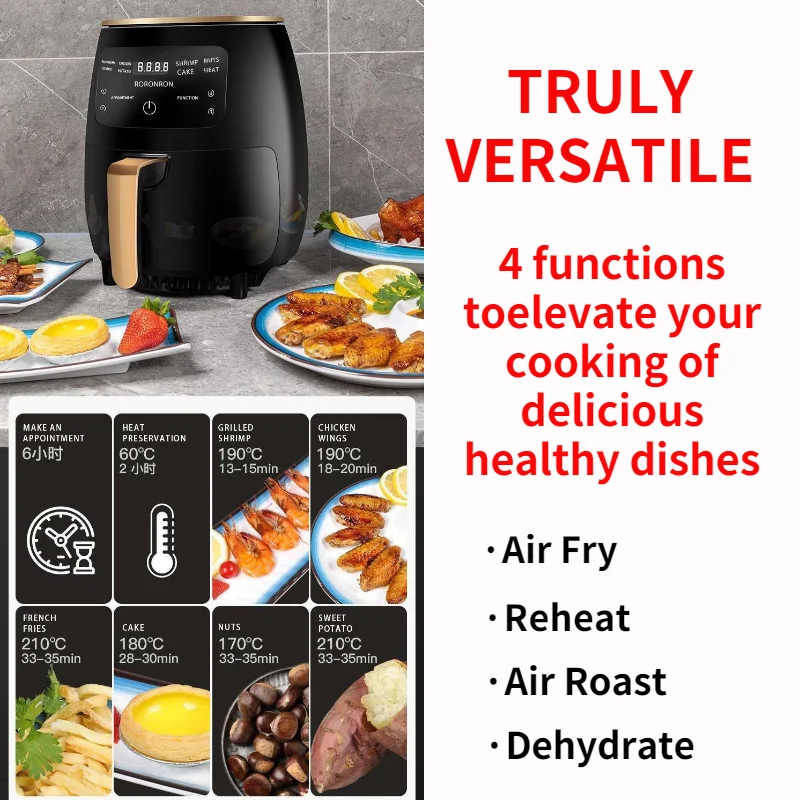 1pc 4.5l Electric Air Fryer, Large Capacity Multifunctional Electric Fryer  389, Household Appliance Touch Control Multi-functional Air Fryer, Kitchen  Appliance