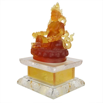 Crystal Glass Crafts Yellow God of Various Sizes Wealth Fengshui Decor Buddha Statue