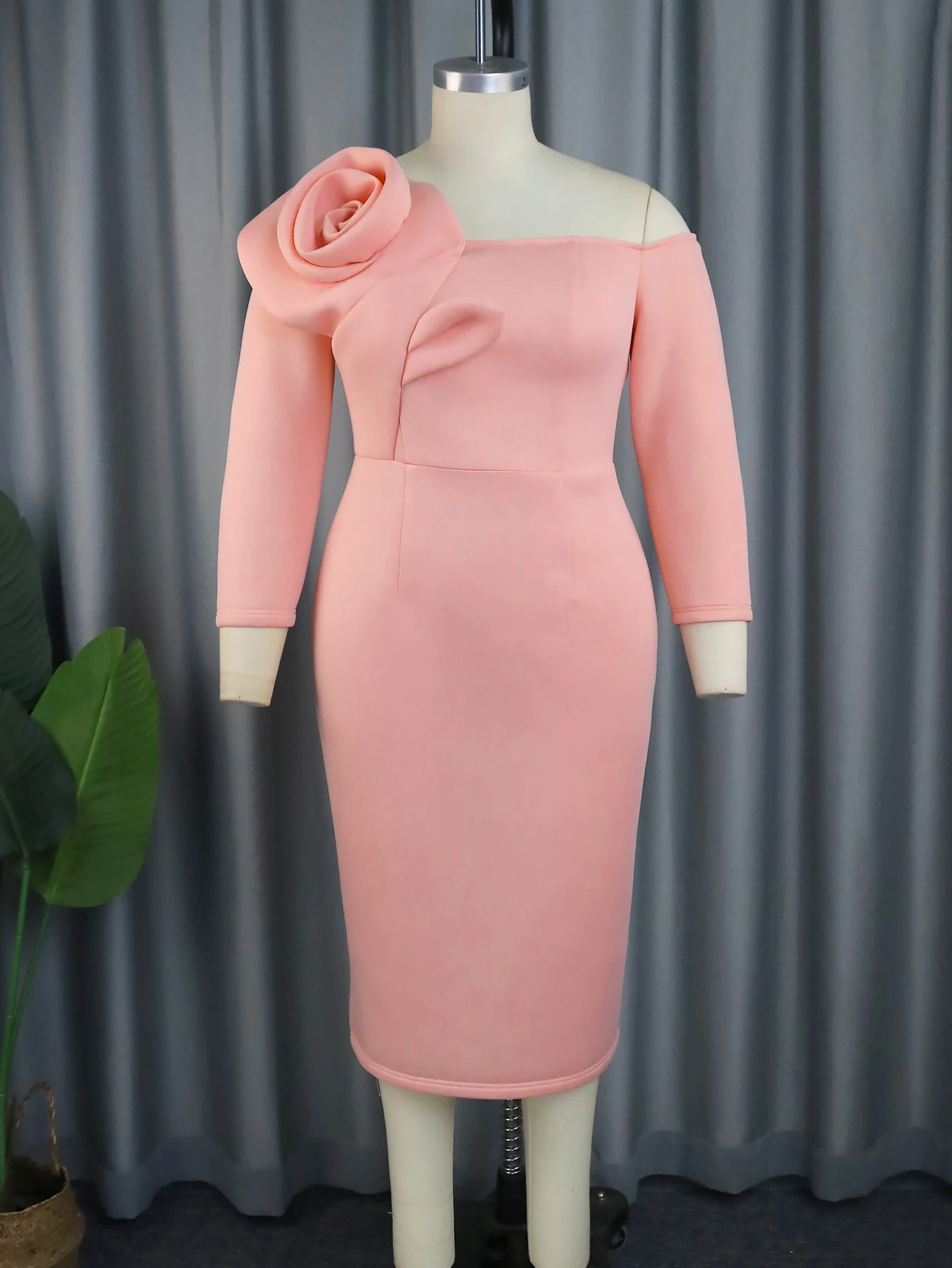 Elegant Three-dimensional Flower One Shoulder India Ropa Mujer Prom Dresses