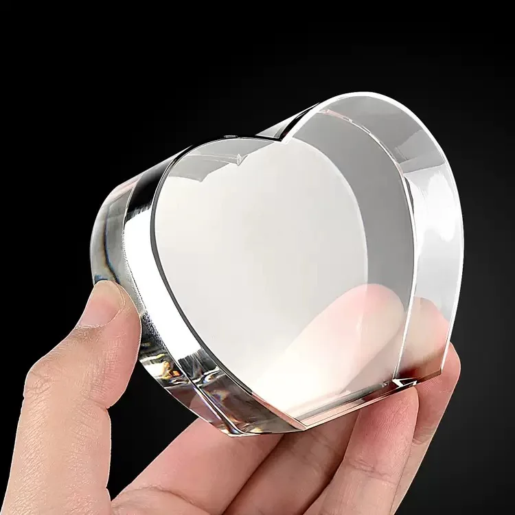 product small bridge wholesale creative clear glass blank heart customize 3d photo crystal heart for engraving souvenirs gift-6