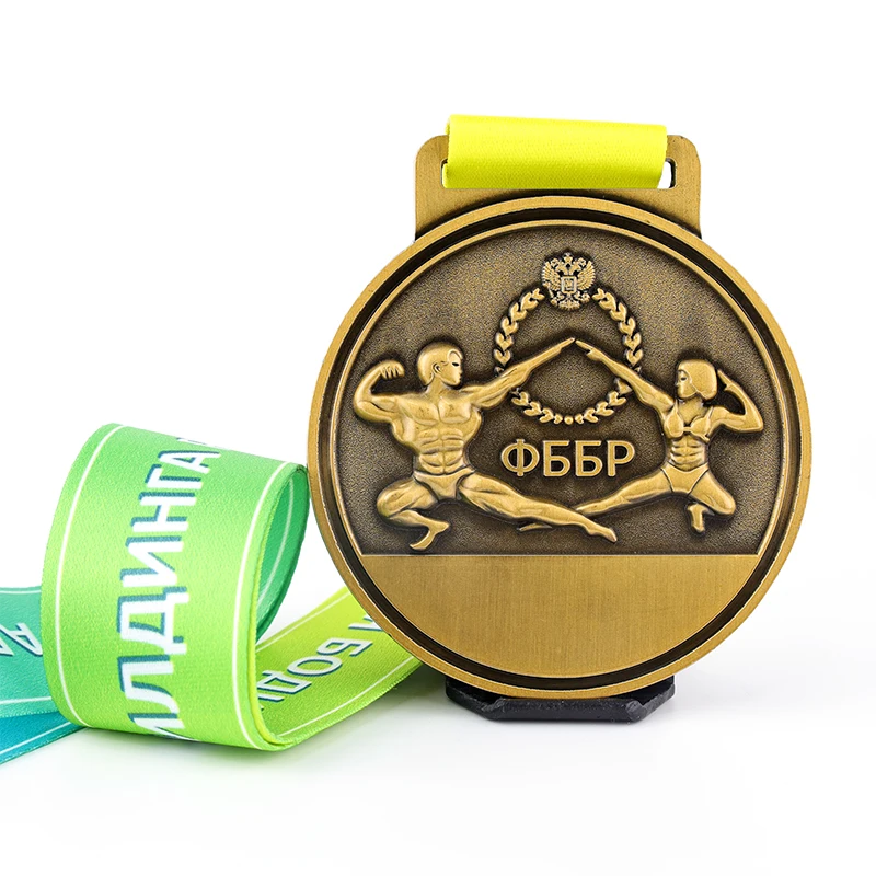 High Quality Gold Silver Bronze Custom Personalized Logo Sports Fitness Bodybuilding Medals Award Sublimation Fitness Medal