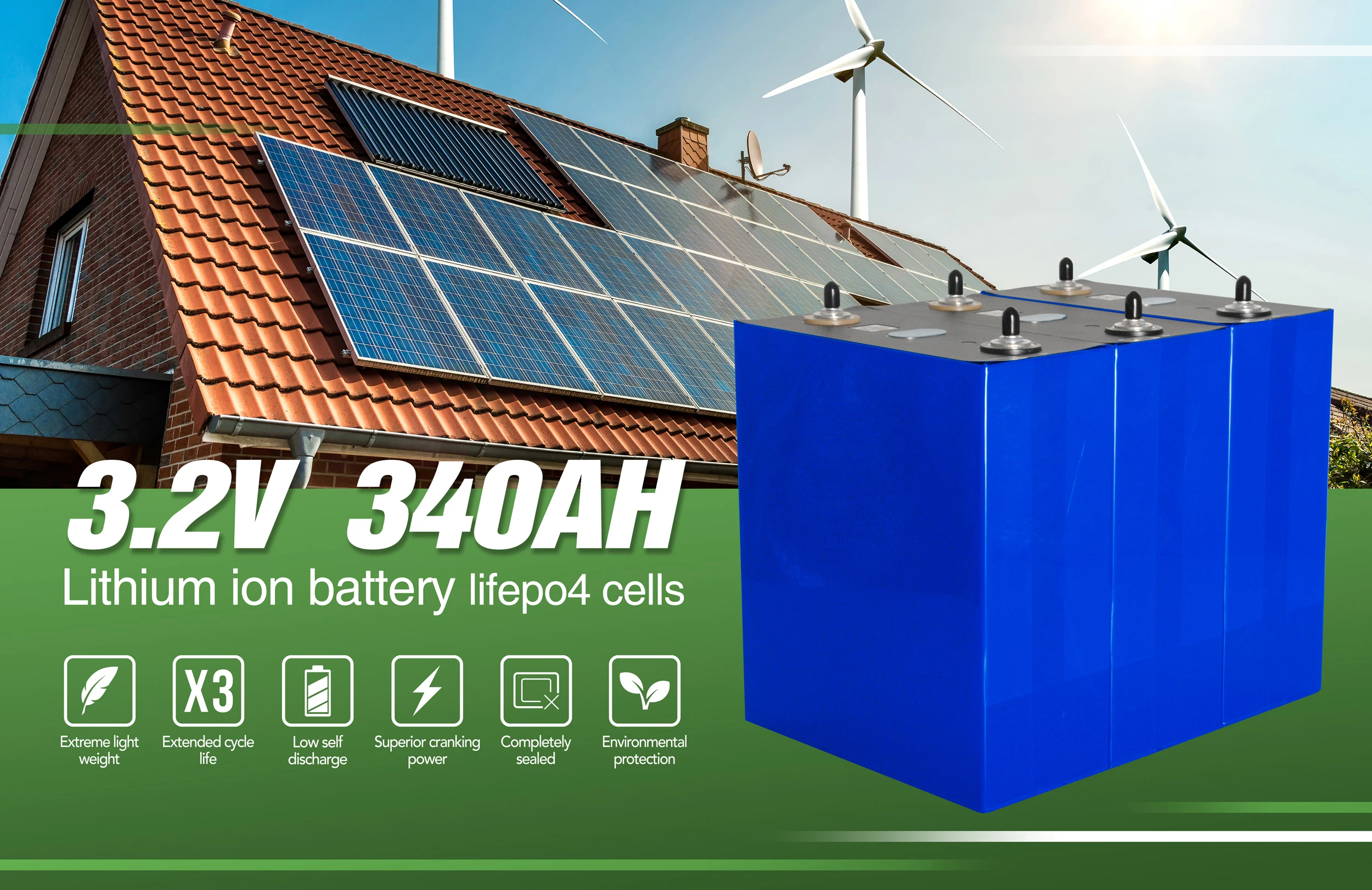 Us Stock Solar Lfp Battery 3.2v 300ah Lithium Prismatic Lifepo4 Battery ...