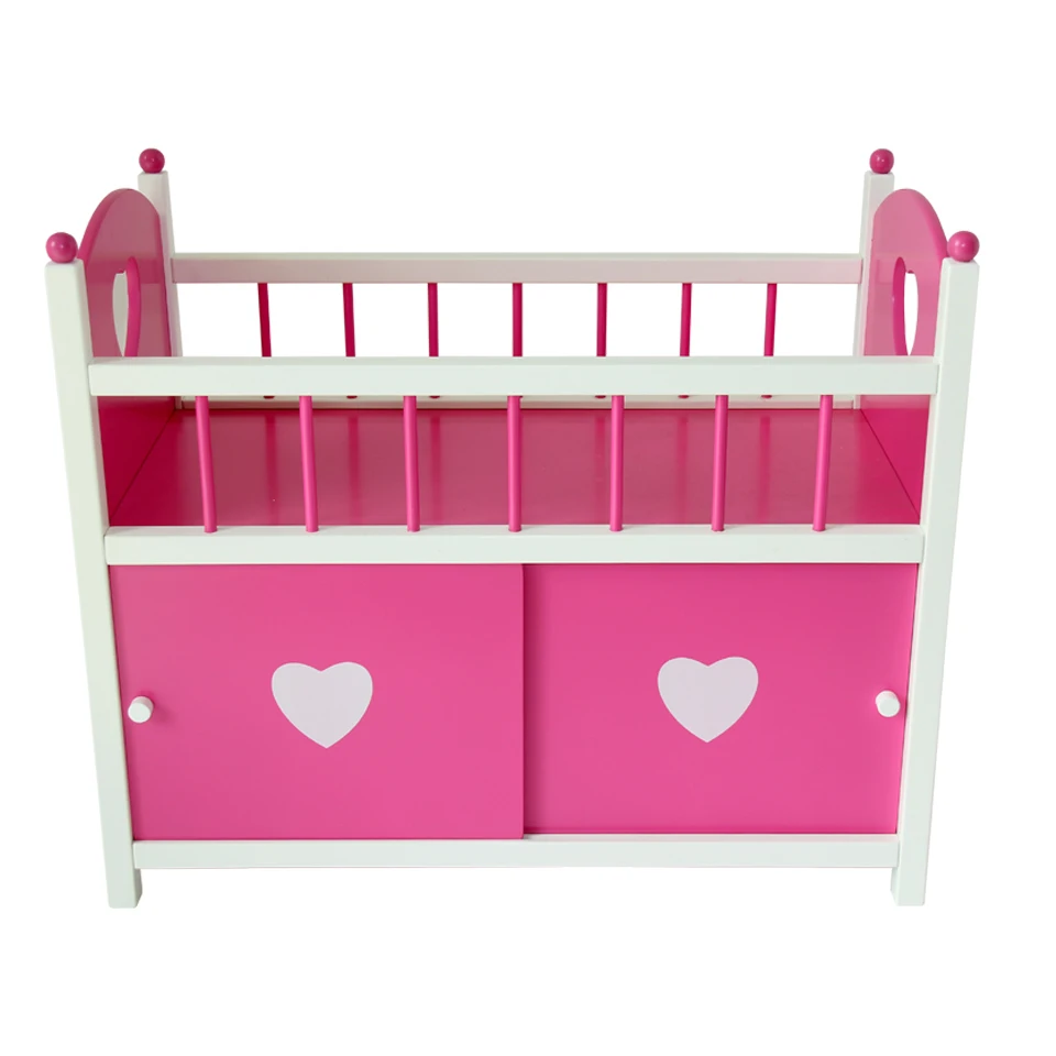 dolls wooden cot with door