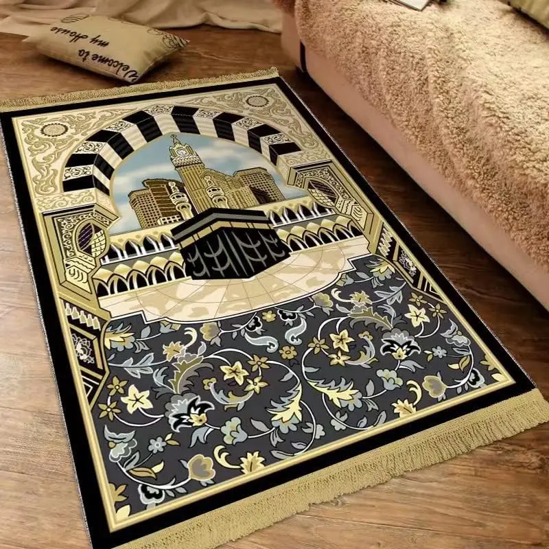 Tapis de prière en jacquard polyester antidérapant pour maison_voghion.com