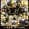 JT-XN02-Set di Capodanno-Pacchetto di cartoncini-Punti di colla-Catena di palloncini