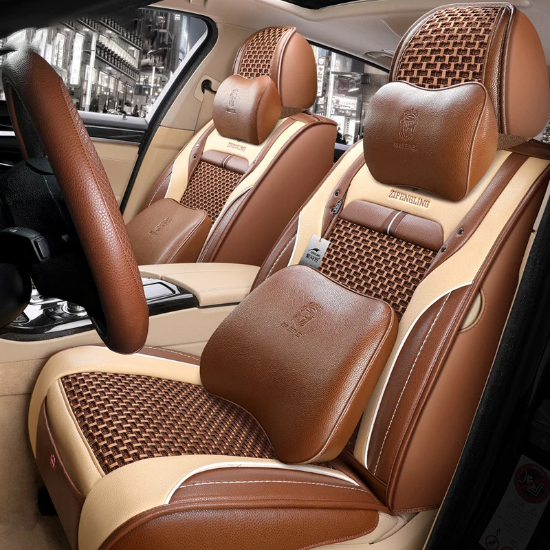 Seat Covers Pu Leather Car Seat Cover Simple With Pillows Full Set Car Leather Multicolor