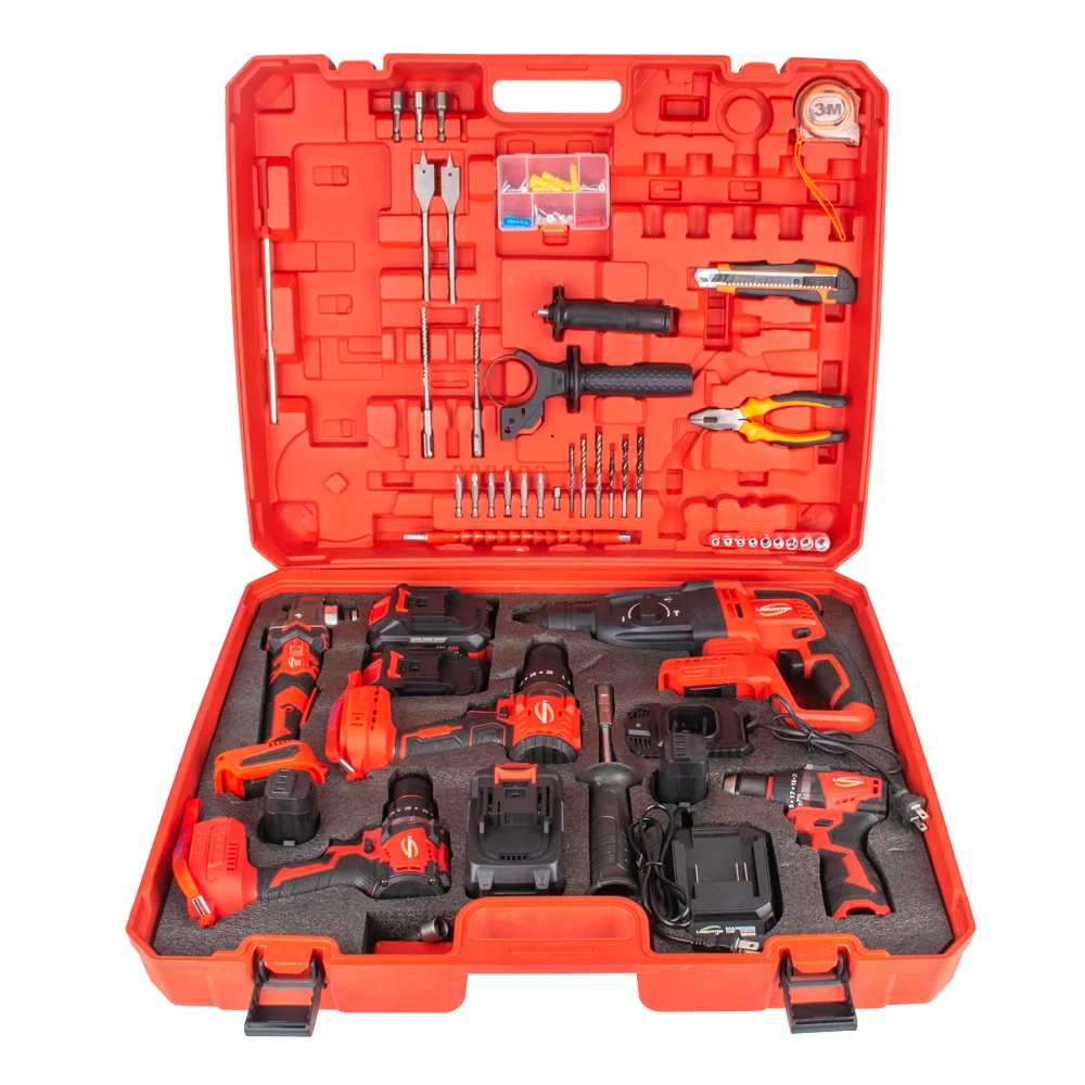 Kit combinato utensili senza fili B2B Macchina per troncatrice senza fili 20V Trapano elettrico senza spazzole Martello rotativo set di utensili elettrici