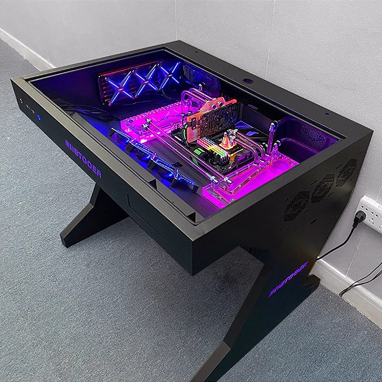 Hot Sale Tempered Glass Side Panel Desk Rgb Atx Pc Case And Desk Two In 