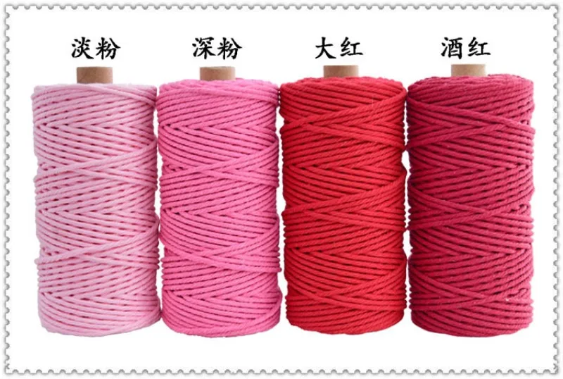 Оптовая продажа, 4 мм, 100 м, многоцветная скрученная веревочка из макраме