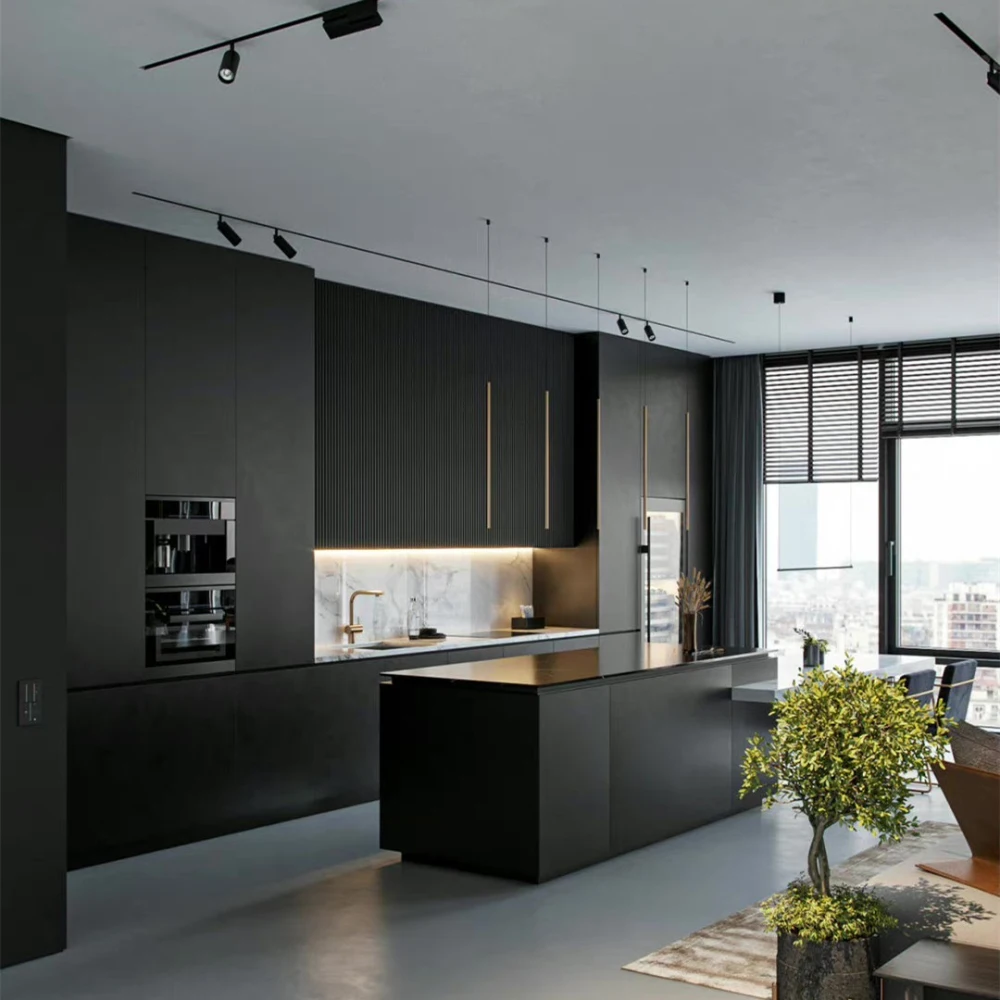 Top Manufacturer Complete Modern Designs PVC Lacquer Kitchen Furniture Modular Wooden Kitchen Cupboard Custom Kitchen Cabinet