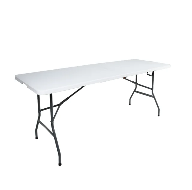 rectangle Plastic trestle folding table with stable HDPE top and strong table leg 6ft  fold in half outdoor  plastic table