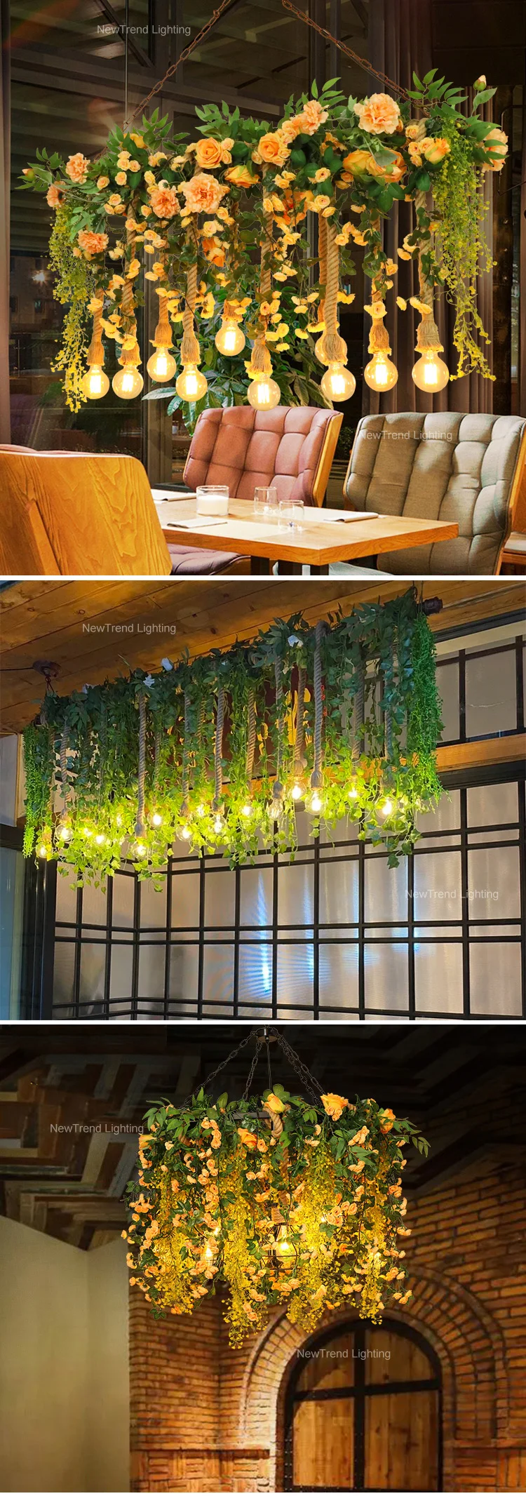 cpl 331 green nature inspired indoor restaurant wedding decoration led chandelier pendant light-2