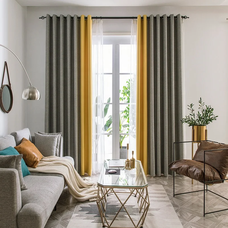 High Quality Simple Window Curtain Design Color Matching Blackout Kitchen Linen Curtains for Bedroom Living Room