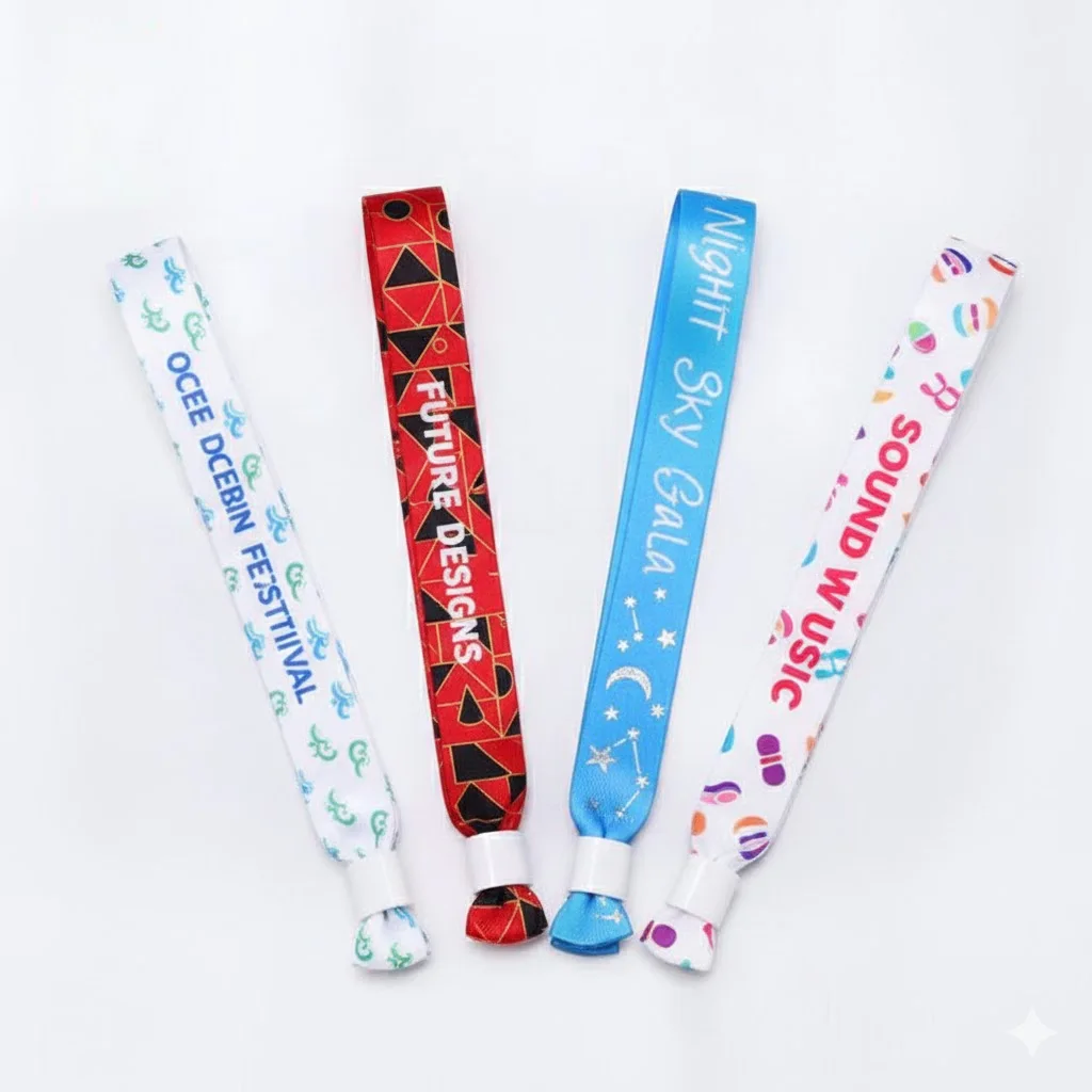 Best Selling Environmentally Friendly RPET Custom Fabric Wristband with Slide Lock for VIP Concert Festival