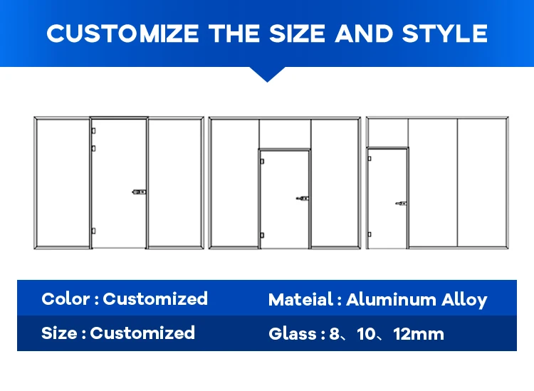 Customization Aluminium Frame Office Glass Partition Office Glass Wall