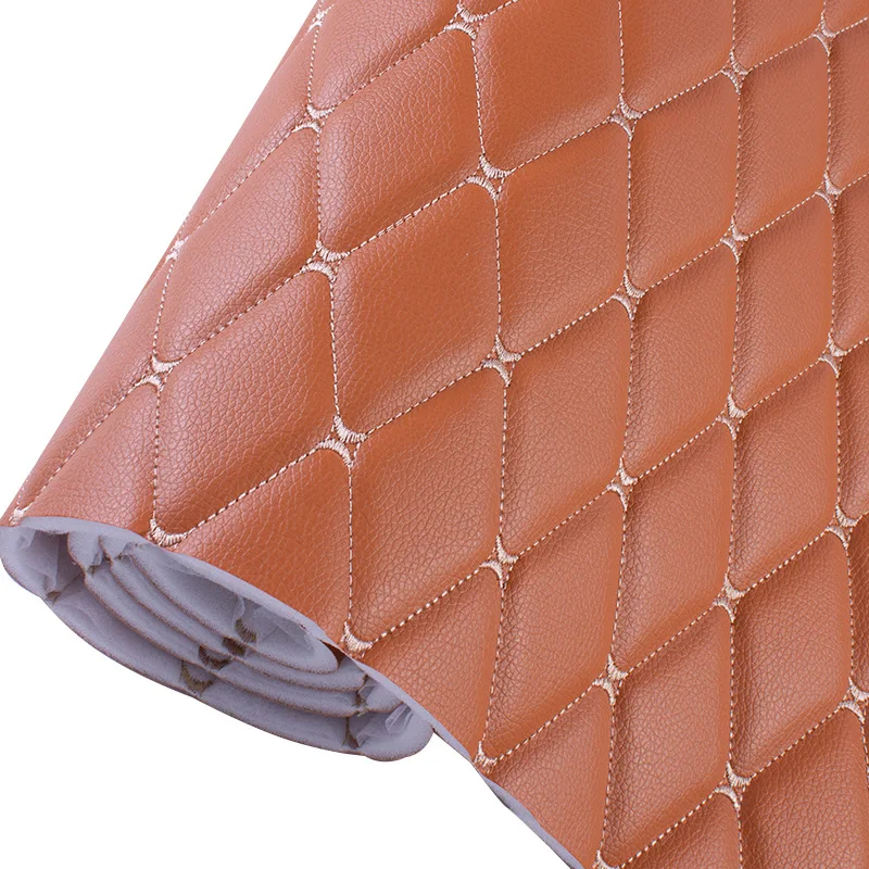 Customizable Thick PU Leather Roll Quilted Embroidered Diamond Stitch Sofa Floor Interior Car Seat & Bag Application