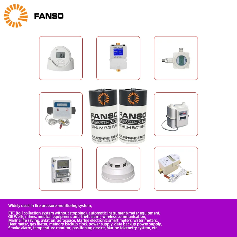 Batteria FANSO ER26500H LiSOCl2 3,6V 8500mAh Con Connettore XH Per Allarmi E Misuratori