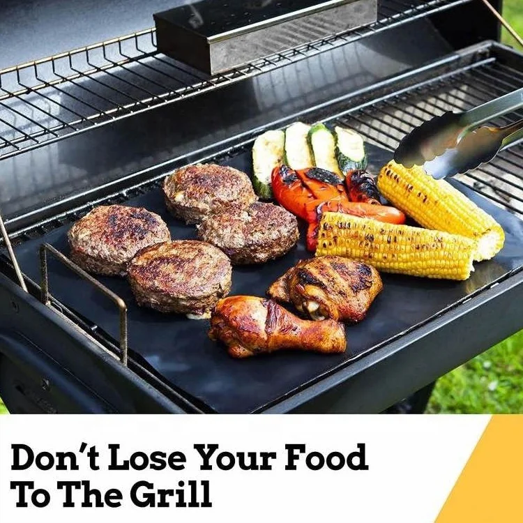 BBQ Grill Mat Non-Stick Mesh Mat Baking Sheet Liner Reusable Reversible Washable FDA-Approved for Outdoor GAS Charcoal