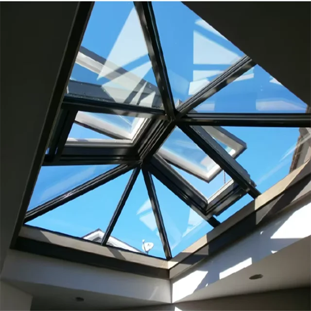 Custom Hollow Tempered Glass Transparent Aluminum Alloy Electric Skylight Electric Roof Window Skylight