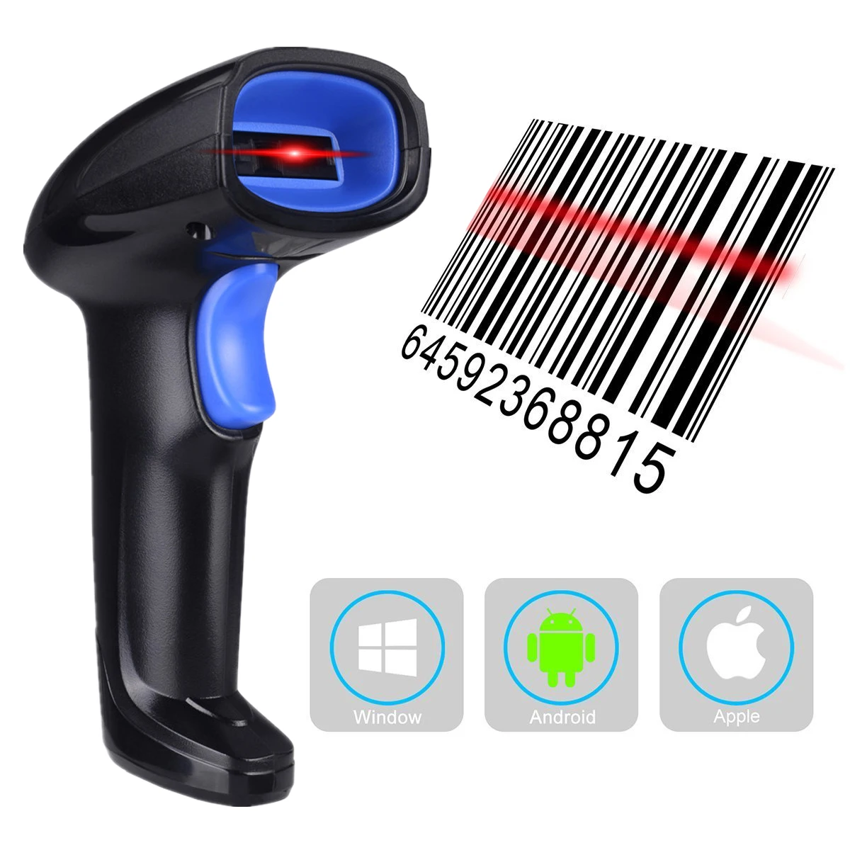 Manual Trigger/Continuous Scanning/Auto-Induction 3 Mode Switchable 1D CCD BT Barcode Scanner