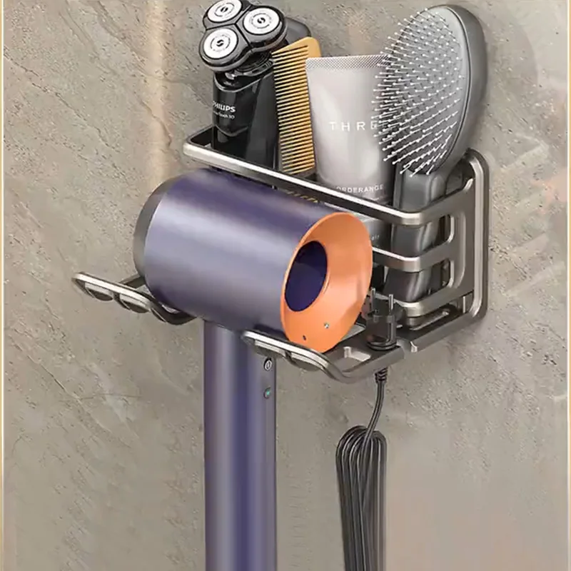 Wall Mounted Aluminum Hair Dryer Holder Organize with Ease