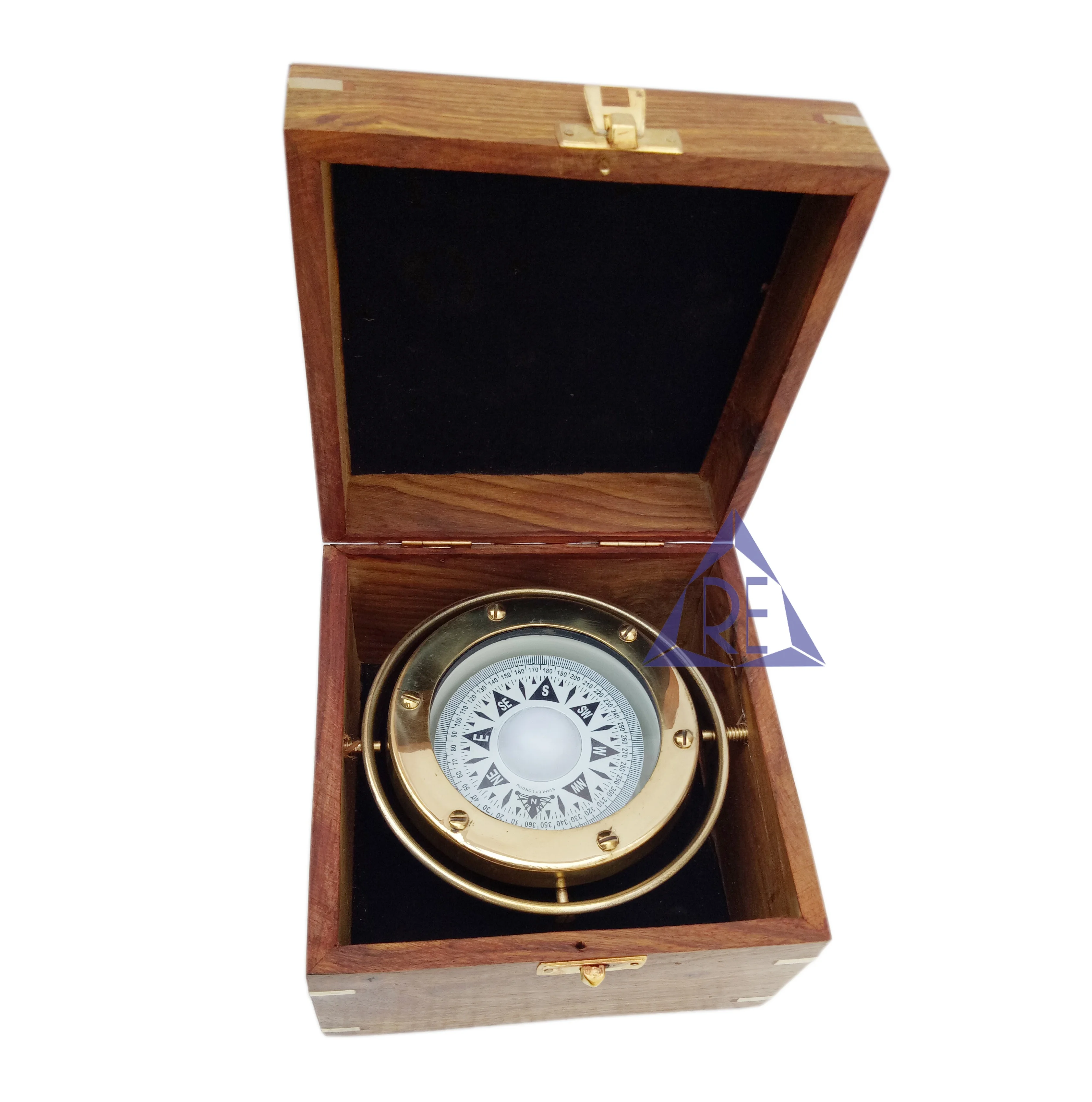 Details about   Antique maritime solid shiny brass gimbals ship bridge compass with wooden base 