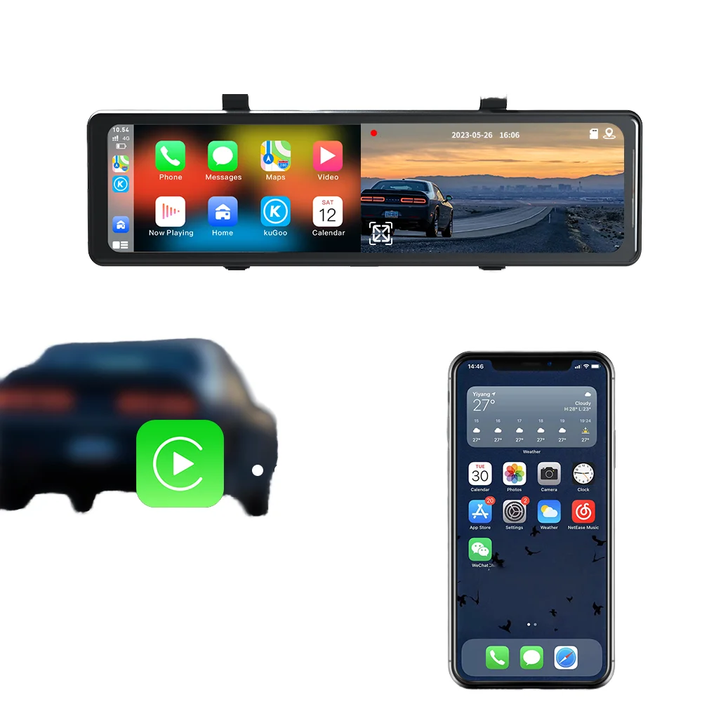11.26 Inch 4K Wifi Dash Cam Rearview Mirror Camera Wireless