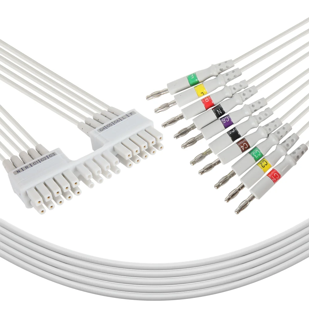 Medical Accessories Compatible for Mortara ELI 250C EKG Leadwire 10 Leads IEC Banana Connector EKG  Leadwire Cable