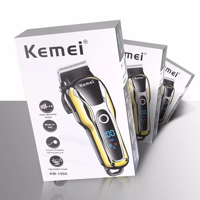 kemei km 1990カッターコードレスlcd表示高速充電電気クリッパー