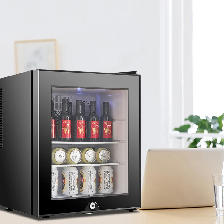 40L Glass Door Black Color Beverage Fridge Table Mini Bar Fridge  Refrigerator for Hotel