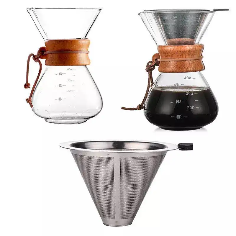 Custom Handmade Cafe Filter Pour Over Jug Pourover Drip Glass Coffee Pot With 400ml 600 ml 800ml