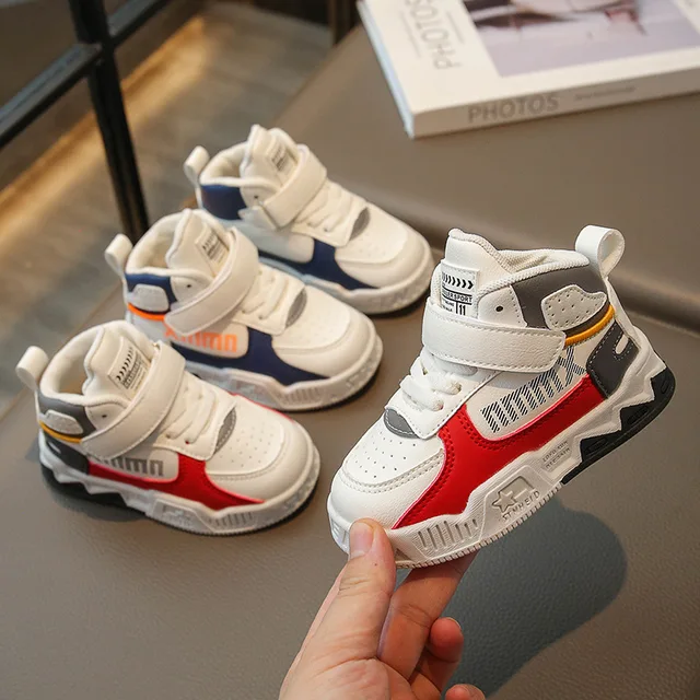 Autumn Winter Children Outwear basketball shoes leather Soft Sole Casual Shoes for Kids Boys' sneakers high-top running shoes