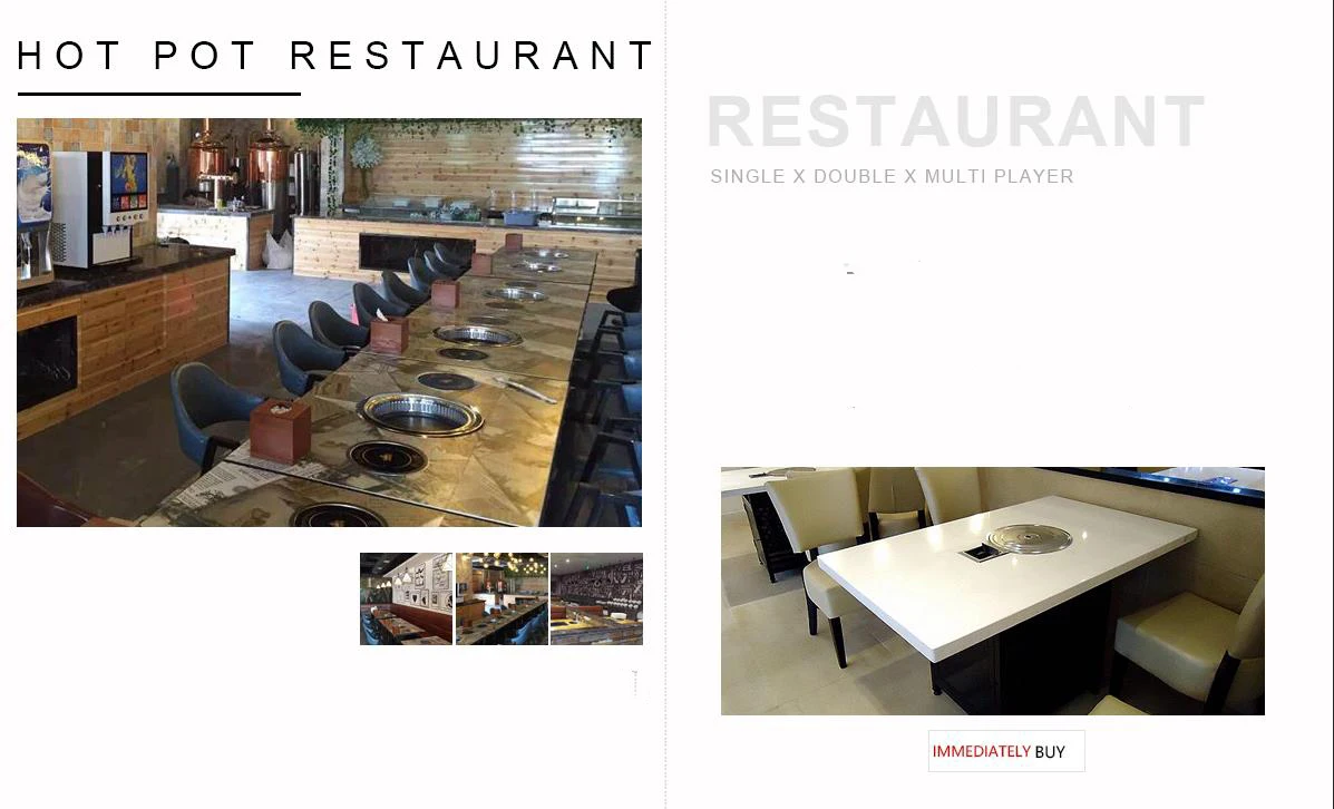 Commercial Quartz Stone Table Top Restaurant Hot Pot Table Korean Bbq Grill Table