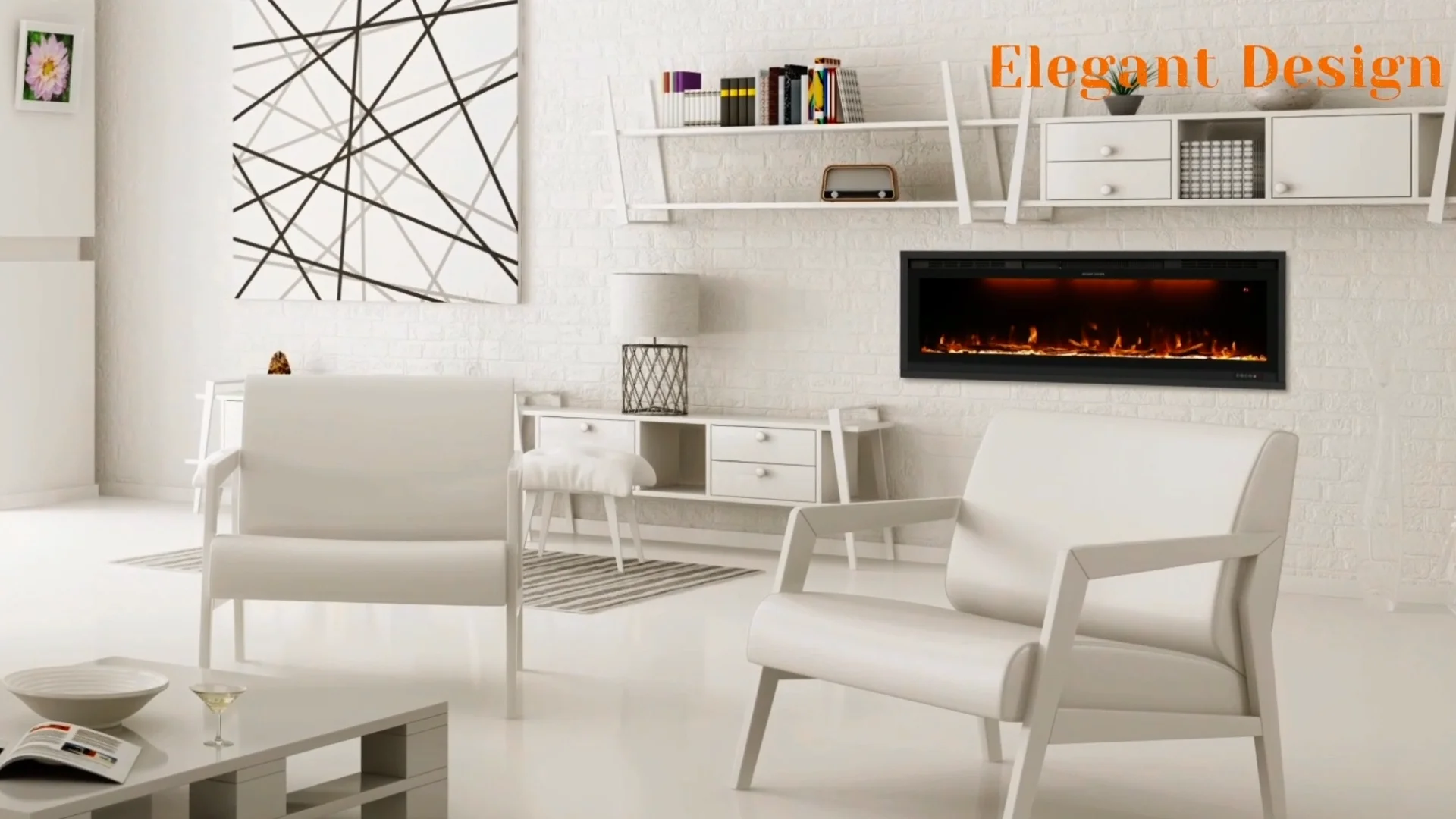 Luxstar 50 Inch Wall Mounted Electric Fireplace Decor Flame Electric