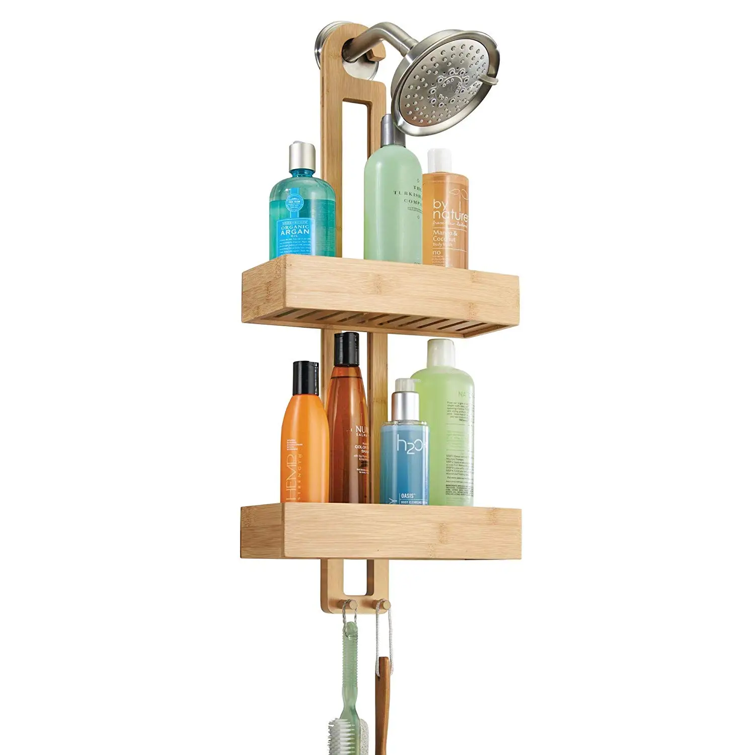 New Design Bathroom Shower Caddy with Storage Baskets and Hooks for Shampoo, Sponges, Razors, Loofahs, Soap