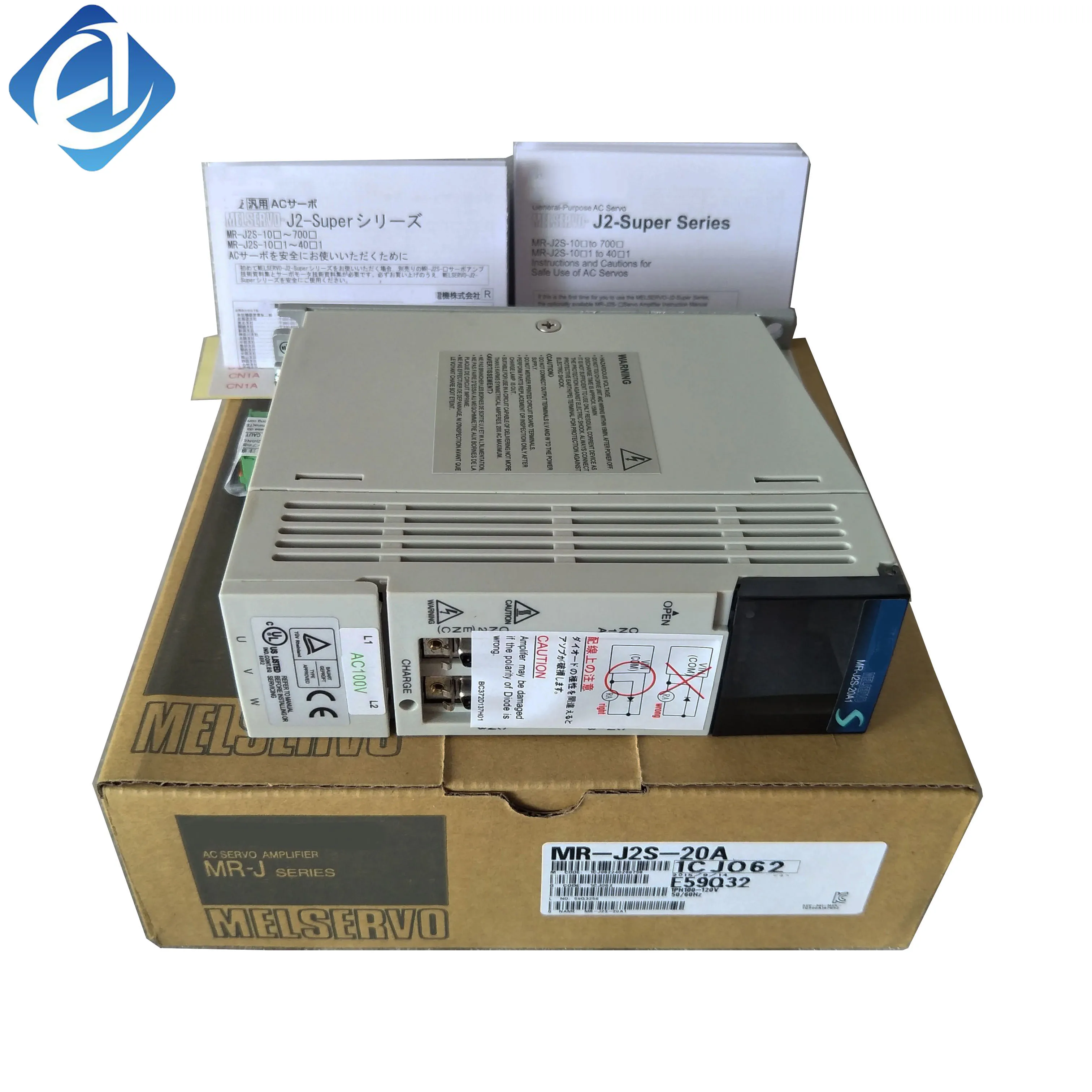 Nový originálny striedavý servoregulátor série MELSERVO‑J2S model MR-J2S-20A, výkon 200 W, jednofázový vstup 200–230 V~; podporuje režimy riadenia polohy/rychlosti/momentu; kompatibilný so servomotormi série HC‑KFS23