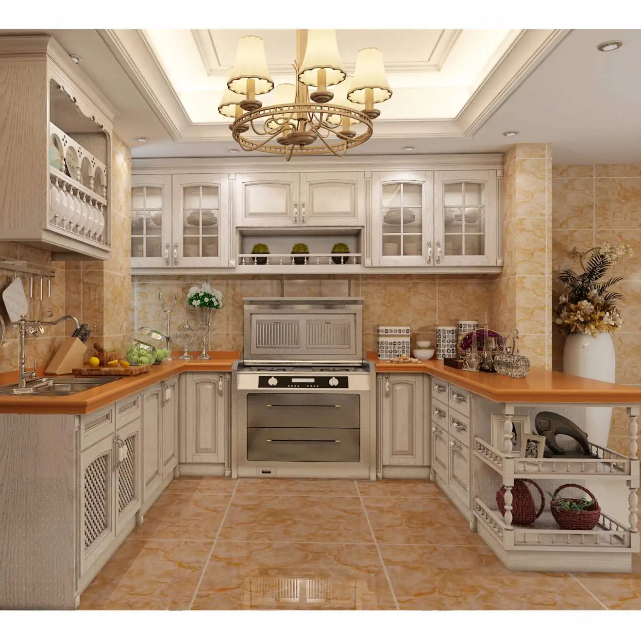 Ready To Assemble Wholesale Curve Style Plastic Kitchen Cabinet