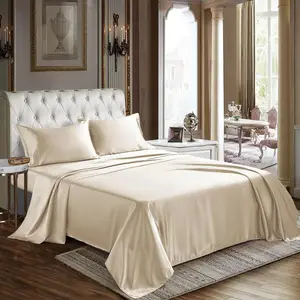 Satin Sheets 4 Piece Bed Sheet Set with Silky Microfiber, Smooth and Soft