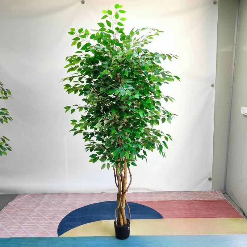 Оптовая продажа украшение для сада 4-футовое искусственное растение белое и зеленое баньяновое дерево
