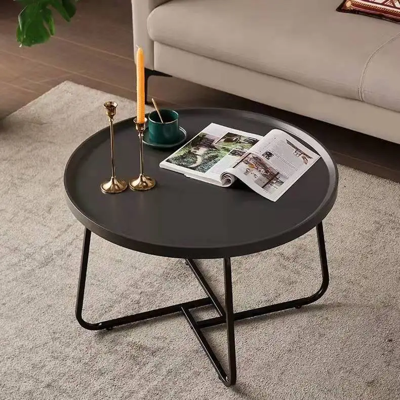 Nordic MDF Board Nesting Round Center Table Living Room Furniture Mesas De Centro Tea Table Metal Base Wooden Round Coffee Table