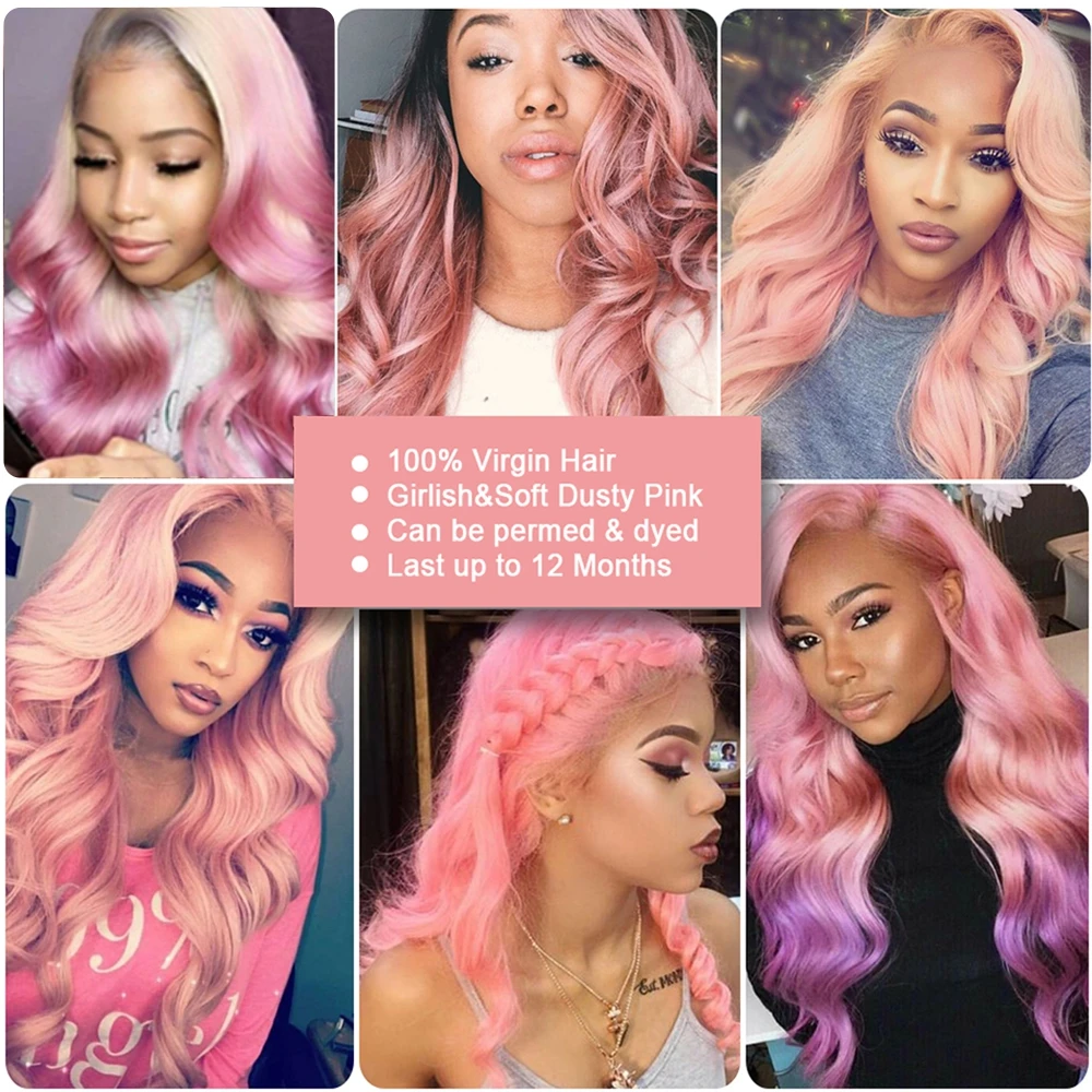 Customized Pink Body Wave Virgin Brazilian Human Hair Lace  display picture 1