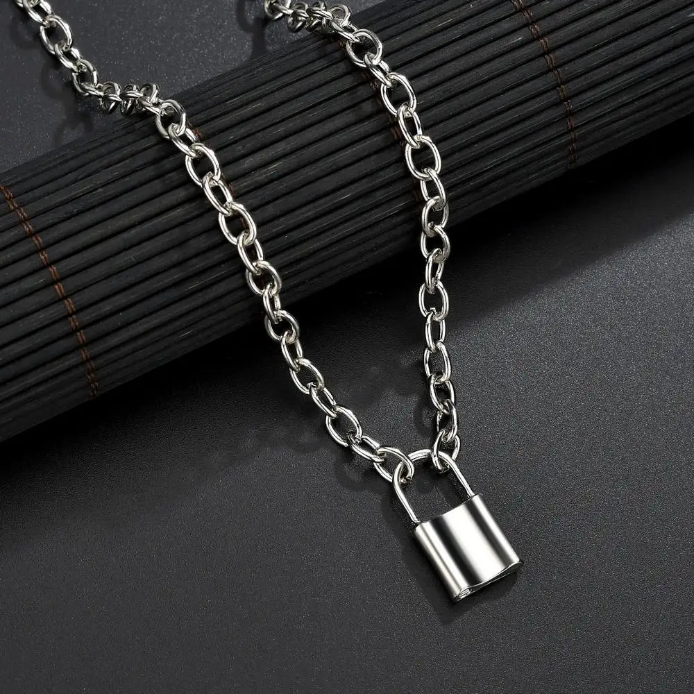 Silver Lock Charm Chain / Choker / Necklace: 