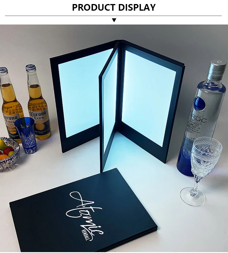 Flashing Illuminated Acrylic Material Led Menu Two Board For Food Drink