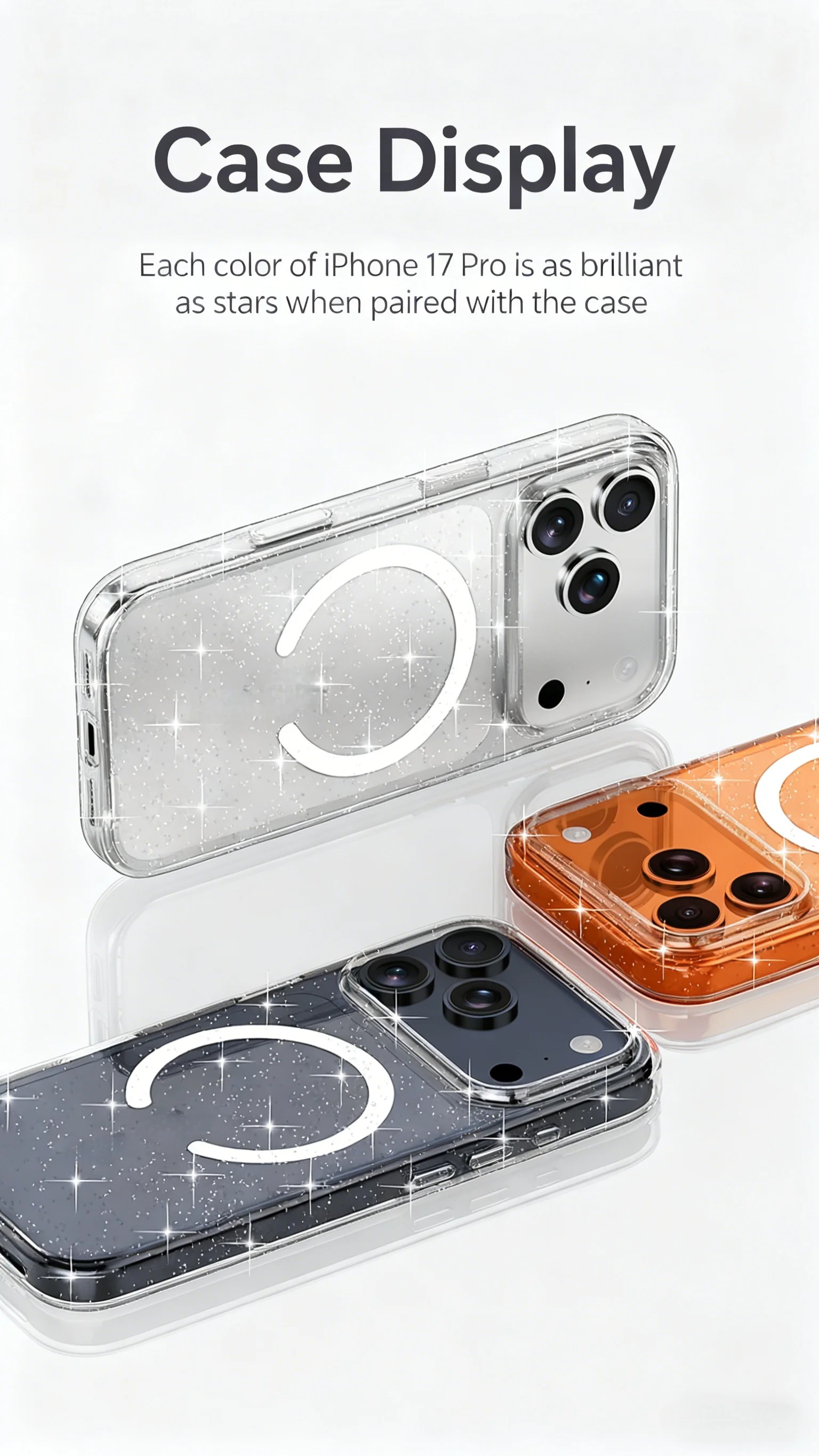 product soft tpupc phone case with anti yellow slim ultra magnetic glitter anti fingerprint texture phone case for iphone 17 pro891-10