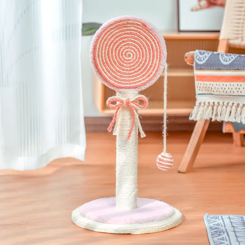 Lollipop Sisal Cat Scratching Post With Interactive Ball Toy Recycled Cat Scratcher manufacture