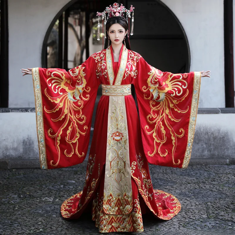 Wedding Hanfu Readymade Classical Red Hanfu Wedding Gown Hot Elegant ...