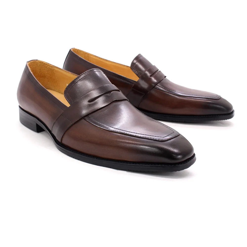 Italian Style Black Brown Penny Slip-on Men's Dress Loafers Shoes For ...